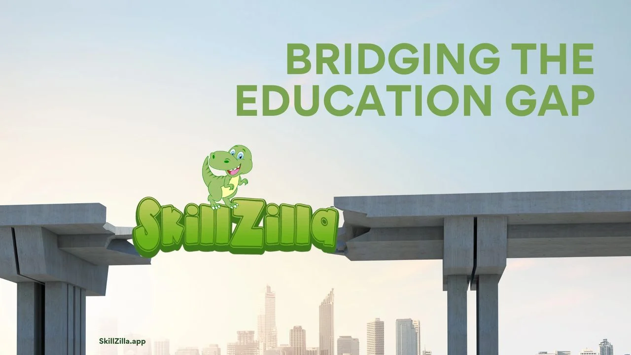broken bridge with a gap in it, SkillZilla's logo bridging the gap