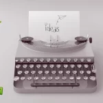 old fashioned type writer with doodles next to it, one is a coffee mug with hot air coming out the top, one is text that says "you've got this" and the final is text that says "ideas" with a paper airplane flying away from it